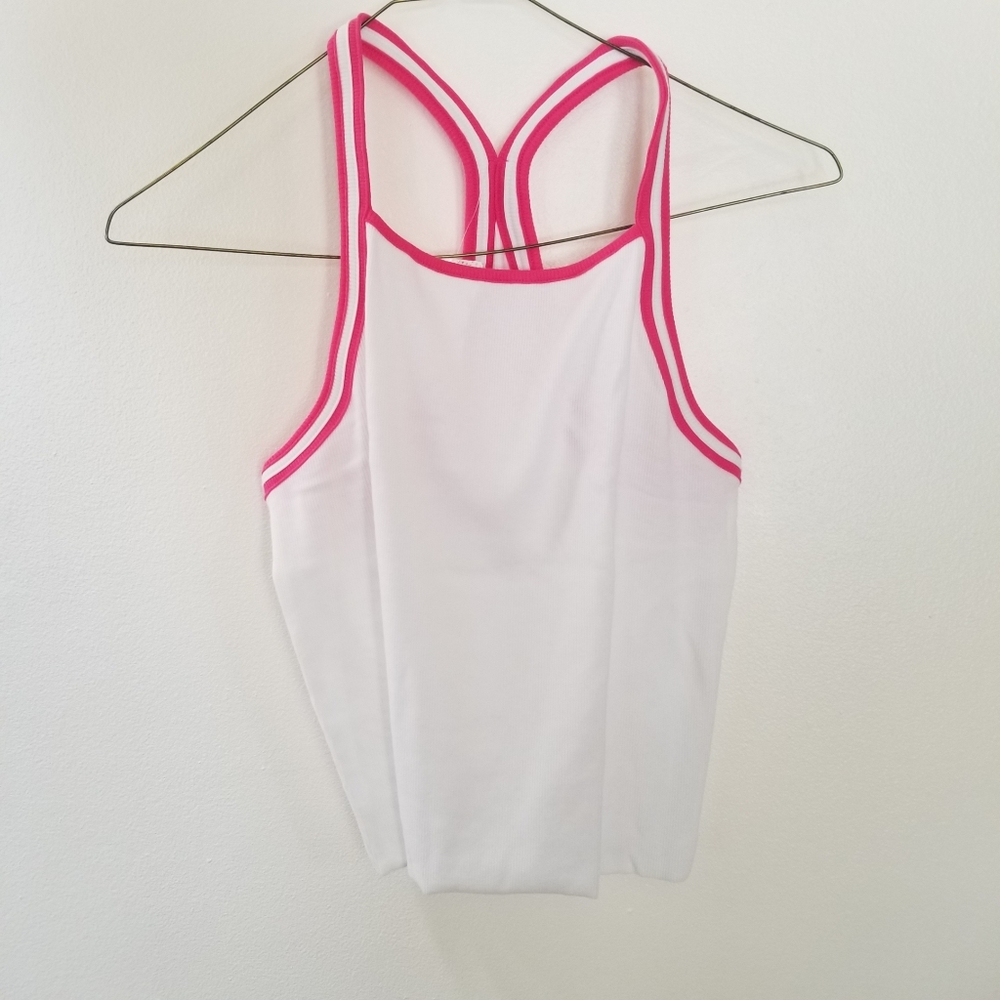 NWT Flirtitude Pink White 90s Style Sport Tank Top